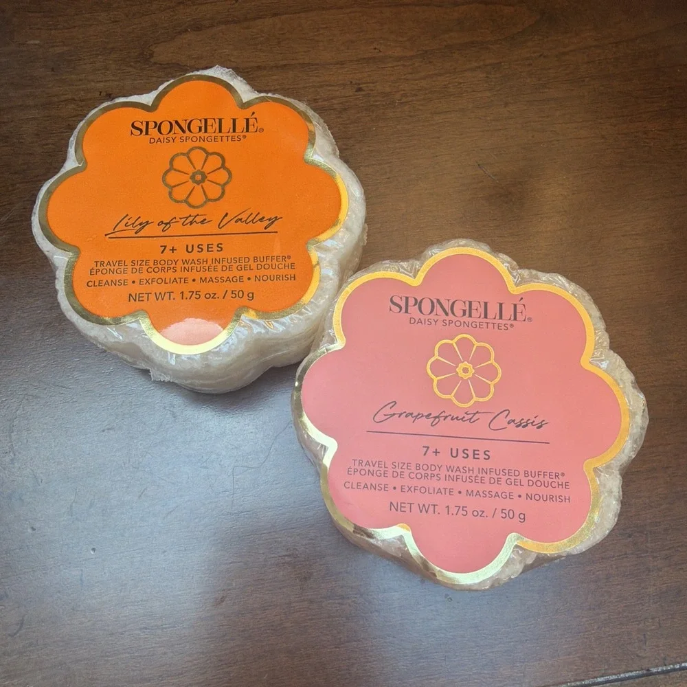Lot of 2 Spongelle Body Wash Buffer Grapefruit Cassis & Lily Of The Valley